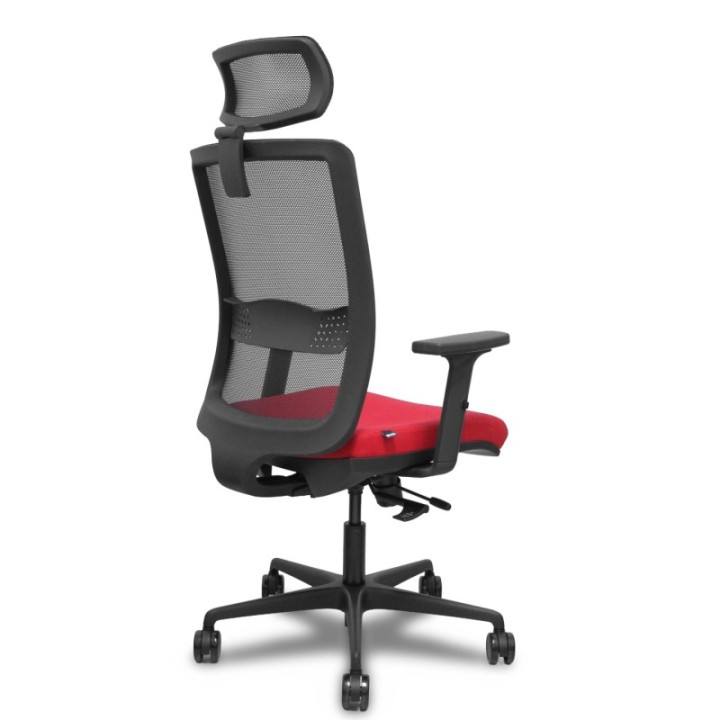 Silla Haches traslack malla negra asiento bali rojo brazos 2D ruedas 65mm cabecero regulable