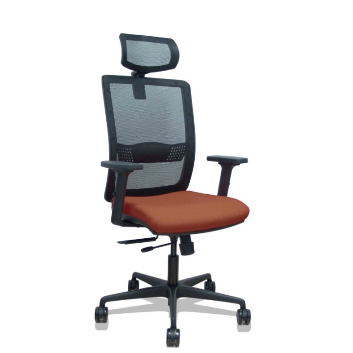 Silla Haches traslack malla negra asiento bali marrón brazos 2D ruedas 65mm cabecero regulable