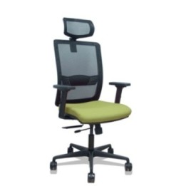 Silla Haches traslack malla negra asiento bali verde oliva brazos 2D ruedas 65mm cabecero regulable