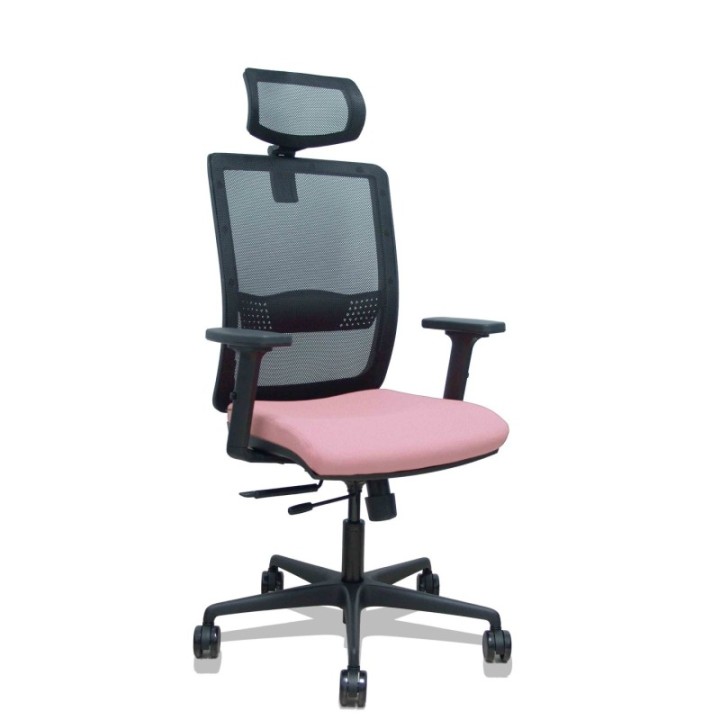 Silla Haches traslack malla negra asiento bali rosa brazos 2D ruedas 65mm cabecero regulable
