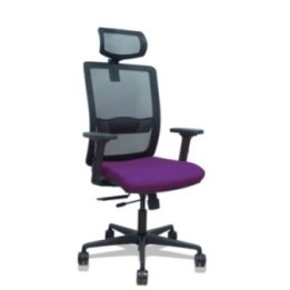 Silla Haches traslack malla negra asiento bali morado brazos 2D ruedas 65mm cabecero regulable