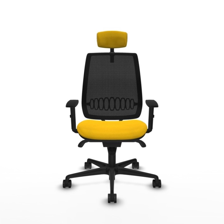 Alares sincro malla negra bali amarillo brazos 1D base nailon cabecero 2D ruedas 65 mm nailon