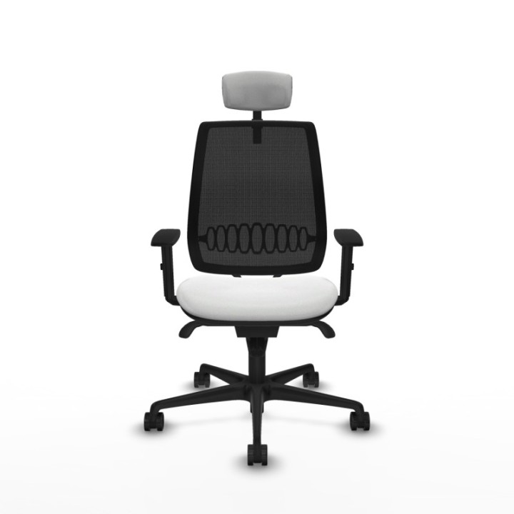 Alares sincro malla negra bali blanco brazos 1D base nailon cabecero 2D ruedas 65 mm nailon