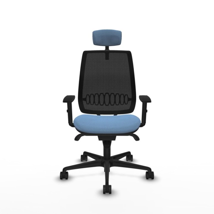 Alares sincro malla negra bali azul cielo brazos 1D base nailon cabecero 2D ruedas 65 mm nailon