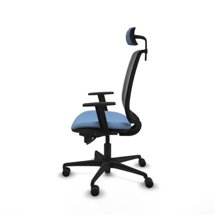 Alares sincro malla negra bali azul cielo brazos 1D base nailon cabecero 2D ruedas 65 mm nailon