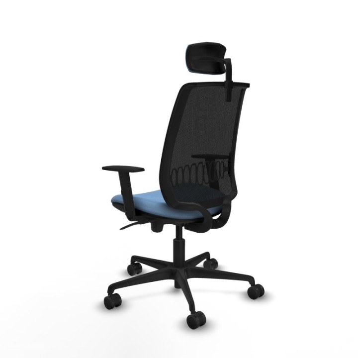 Alares sincro malla negra bali azul cielo brazos 1D base nailon cabecero 2D ruedas 65 mm nailon