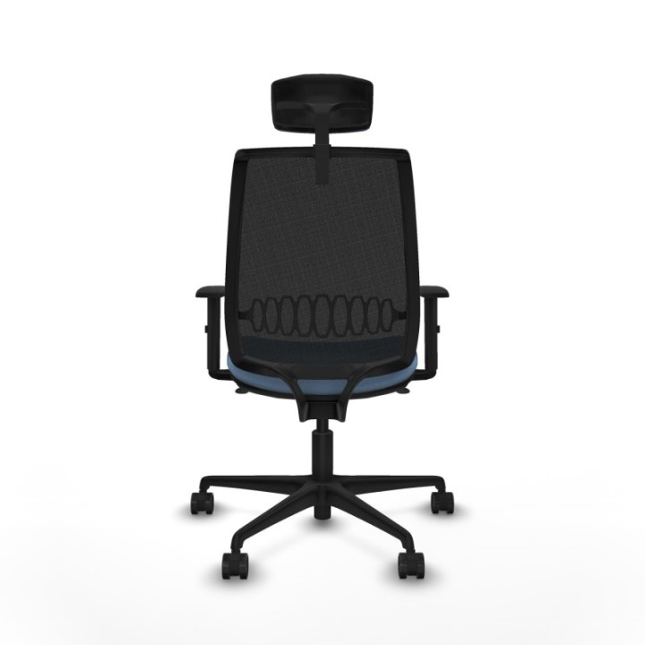 Alares sincro malla negra bali azul cielo brazos 1D base nailon cabecero 2D ruedas 65 mm nailon