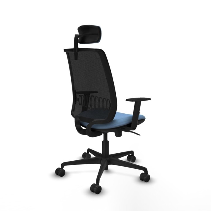 Alares sincro malla negra bali azul cielo brazos 1D base nailon cabecero 2D ruedas 65 mm nailon