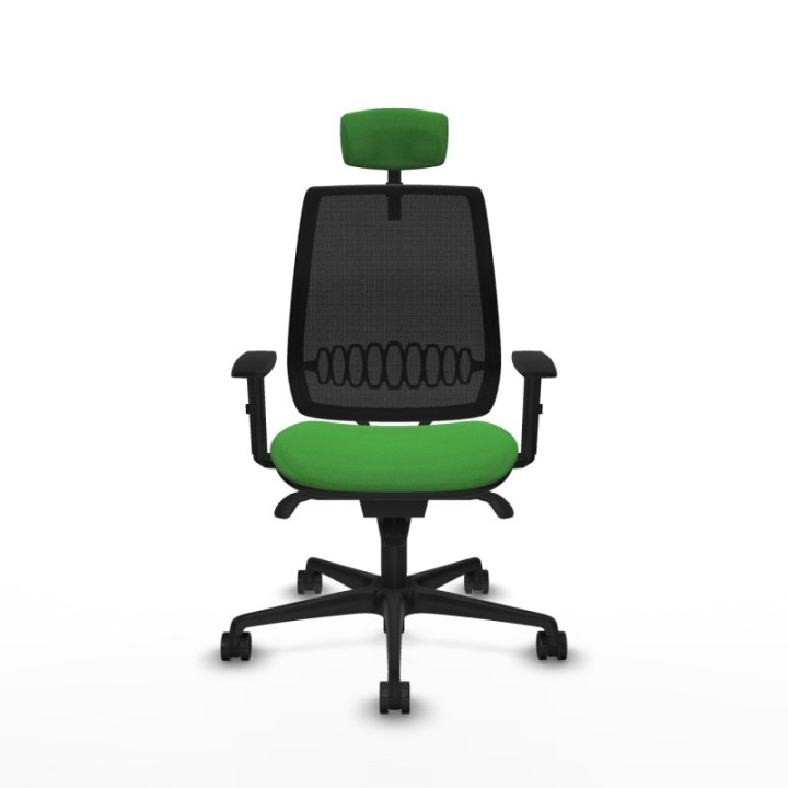 Alares sincro malla negra bali verde brazos 1D base nailon cabecero 2D ruedas 65 mm nailon