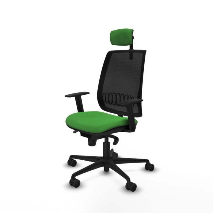 Alares sincro malla negra bali verde brazos 1D base nailon cabecero 2D ruedas 65 mm nailon