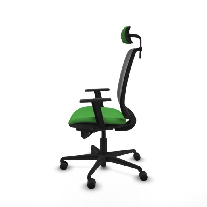 Alares sincro malla negra bali verde brazos 1D base nailon cabecero 2D ruedas 65 mm nailon