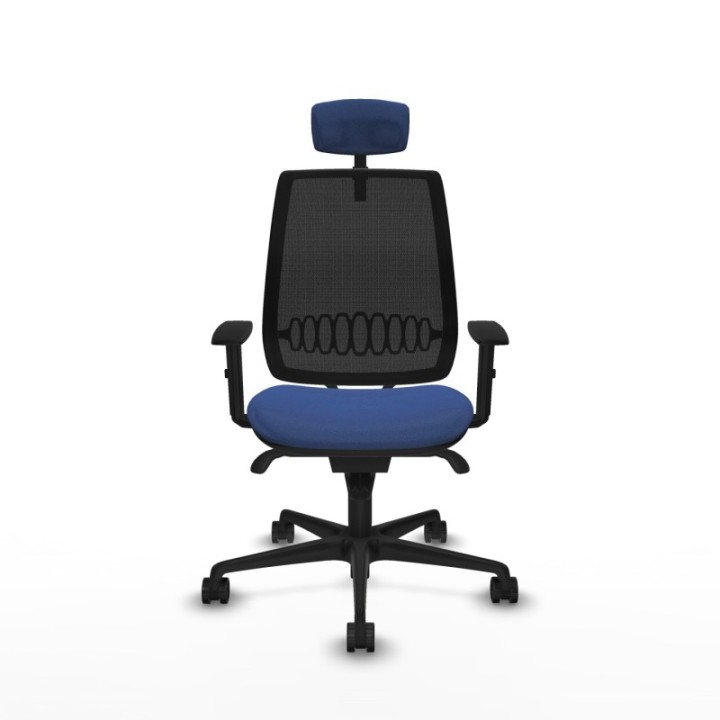 Alares sincro malla negra bali azul marino brazos 1D base nailon cabecero 2D ruedas 65 mm nailon