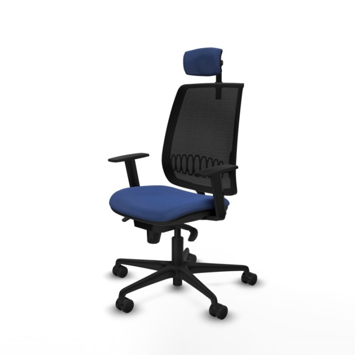 Alares sincro malla negra bali azul marino brazos 1D base nailon cabecero 2D ruedas 65 mm nailon