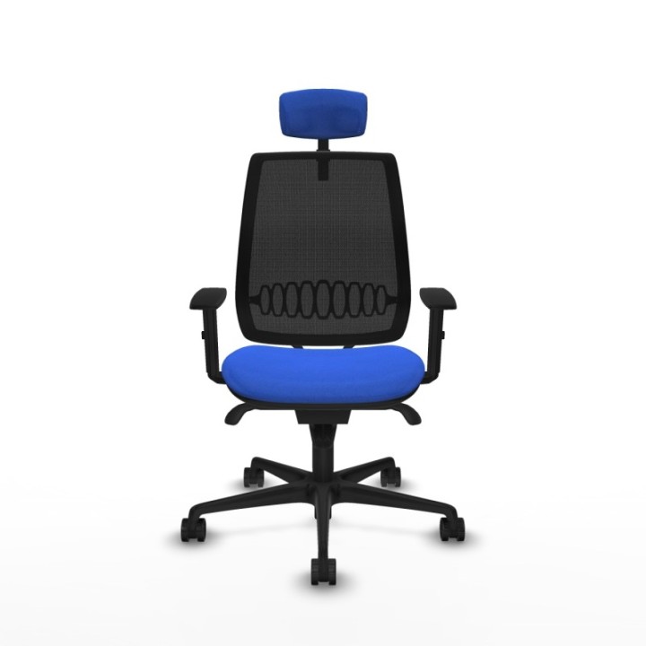 Alares sincro malla negra bali azul brazos 1D base nailon cabecero 2D ruedas 65 mm nailon