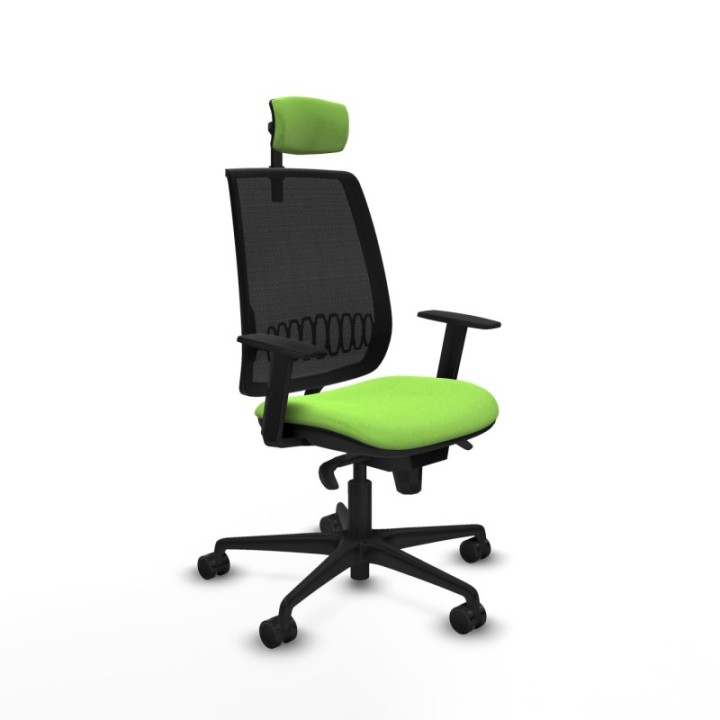 Alares sincro malla negra bali pistacho brazos 1D base nailon cabecero 2D ruedas 65 mm nailon