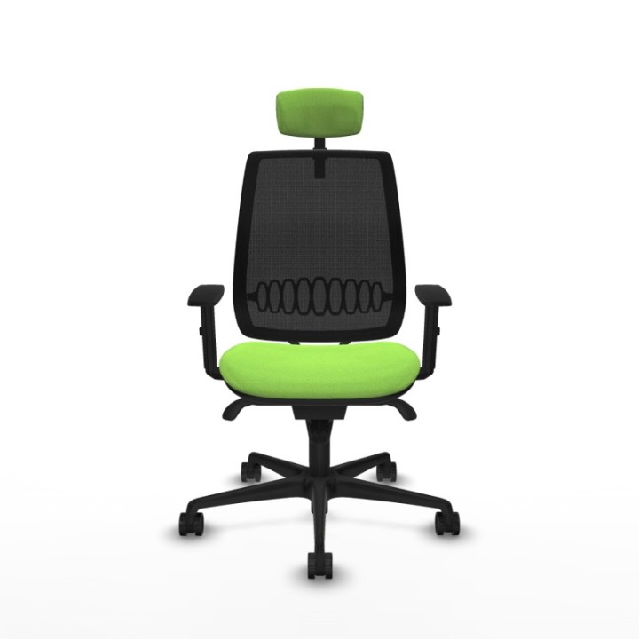 Alares sincro malla negra bali pistacho brazos 1D base nailon cabecero 2D ruedas 65 mm nailon