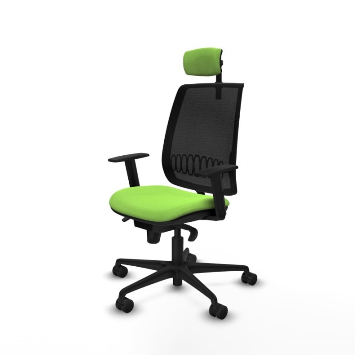 Alares sincro malla negra bali pistacho brazos 1D base nailon cabecero 2D ruedas 65 mm nailon