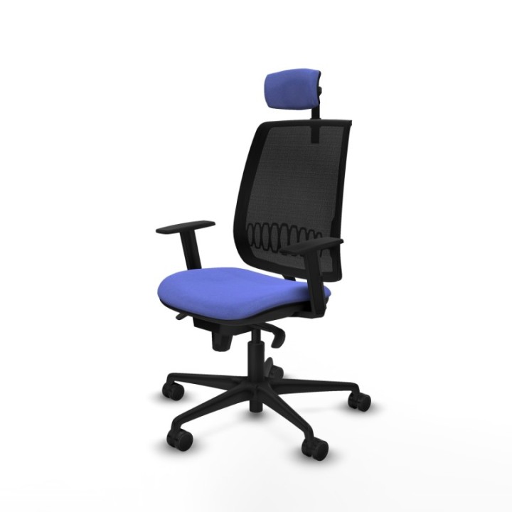 Alares sincro malla negra bali azul claro brazos 1D base nailon cabecero 2D ruedas 65 mm nailon