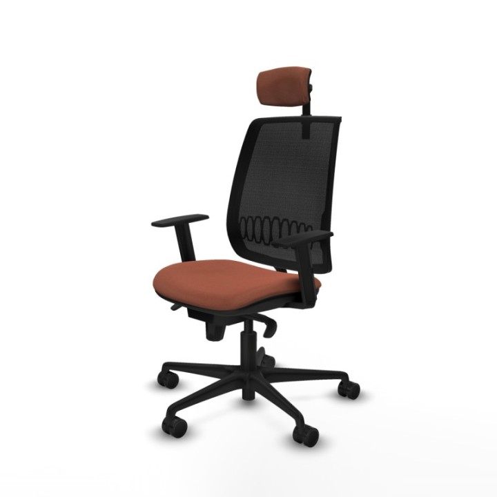 Alares sincro malla negra bali marrón brazos 1D base nailon cabecero 2D ruedas 65 mm nailon