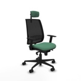 Alares sincro malla negra bali verde esmeralda brazos 1D base nailon cabecero 2D ruedas 65 mm nailon