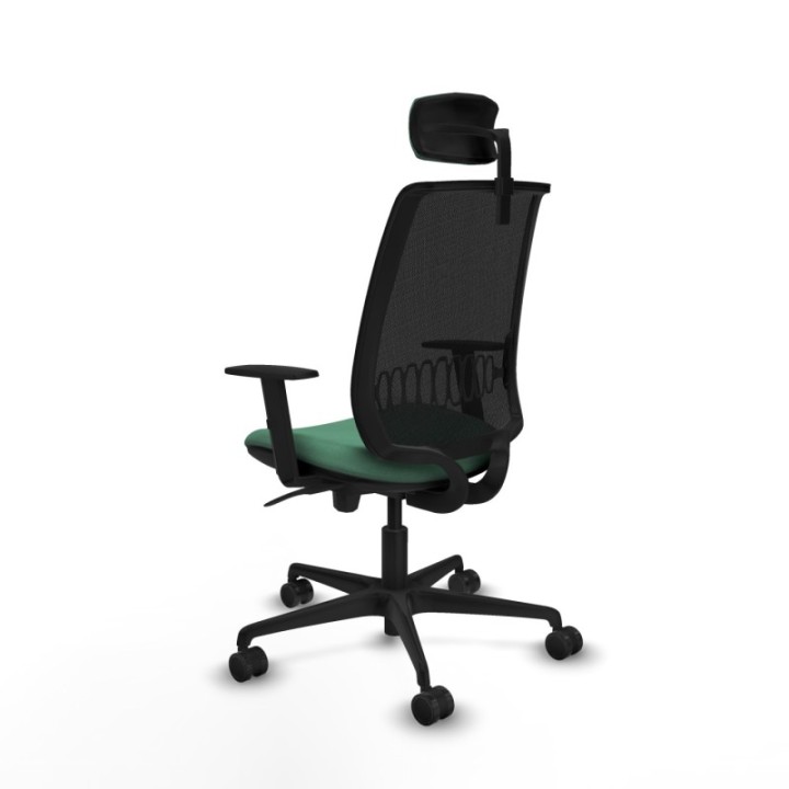 Alares sincro malla negra bali verde esmeralda brazos 1D base nailon cabecero 2D ruedas 65 mm nailon