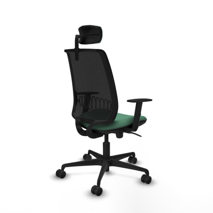 Alares sincro malla negra bali verde esmeralda brazos 1D base nailon cabecero 2D ruedas 65 mm nailon