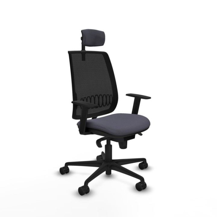 Alares sincro malla negra bali gris oscuro brazos 1D base nailon cabecero 2D ruedas 65 mm nailon