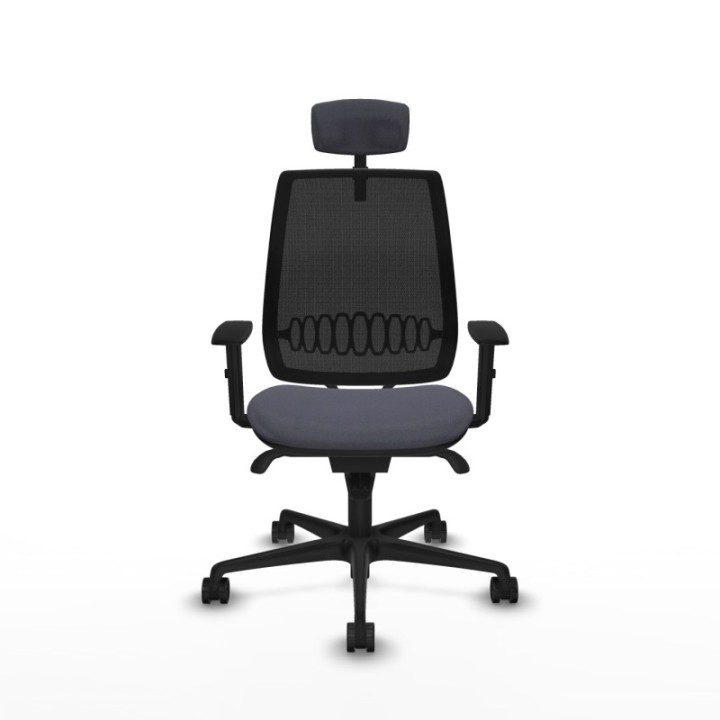 Alares sincro malla negra bali gris oscuro brazos 1D base nailon cabecero 2D ruedas 65 mm nailon