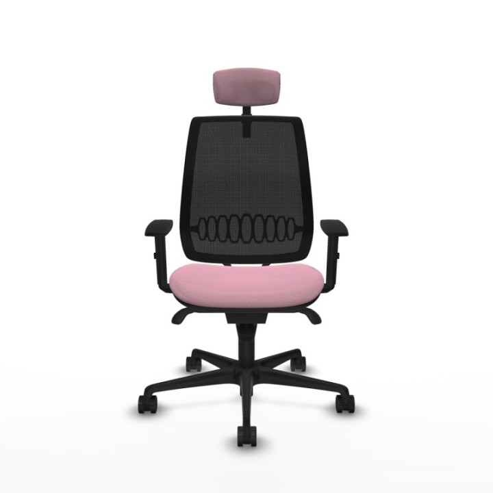 Alares sincro malla negra bali rosa brazos 1D base nailon cabecero 2D ruedas 65 mm nailon