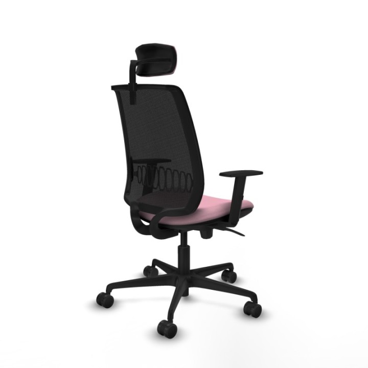 Alares sincro malla negra bali rosa brazos 1D base nailon cabecero 2D ruedas 65 mm nailon