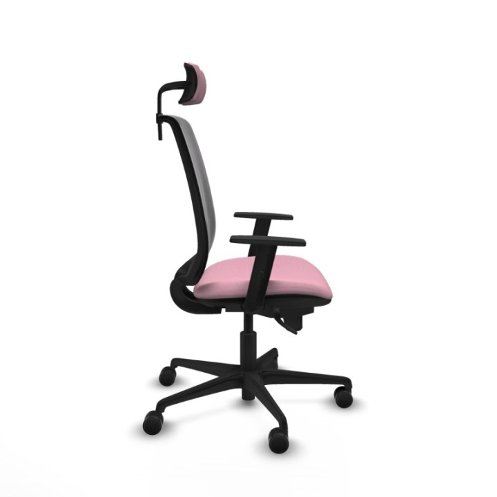 Alares sincro malla negra bali rosa brazos 1D base nailon cabecero 2D ruedas 65 mm nailon