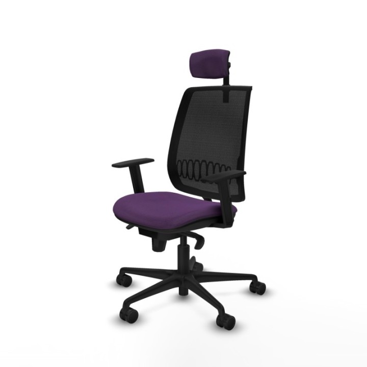 Alares sincro malla negra bali morado brazos 1D base nailon cabecero 2D ruedas 65 mm nailon