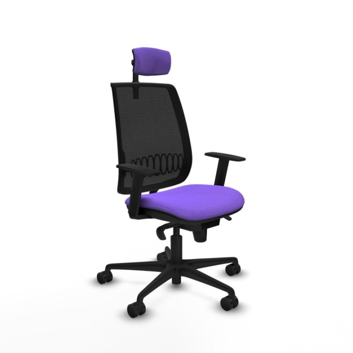 Alares sincro malla negra bali lila brazos 1D base nailon cabecero 2D ruedas 65 mm nailon