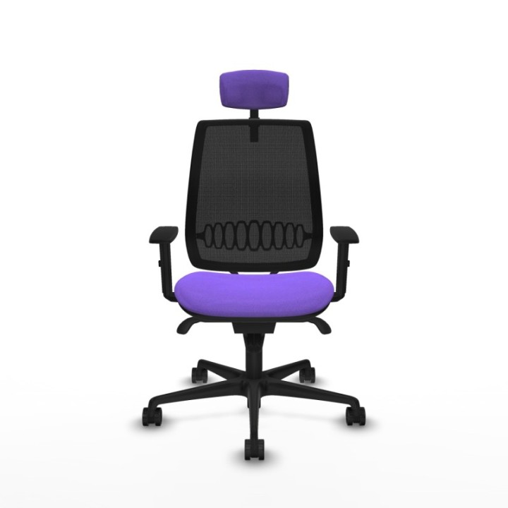 Alares sincro malla negra bali lila brazos 1D base nailon cabecero 2D ruedas 65 mm nailon