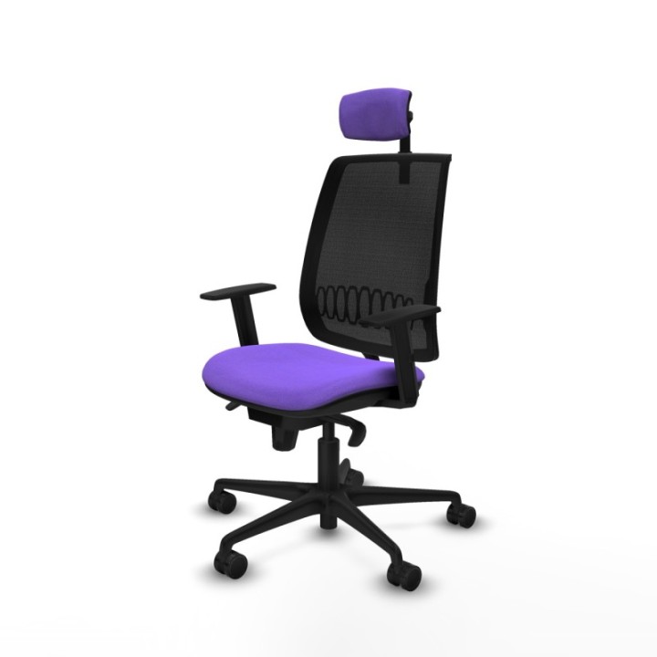 Alares sincro malla negra bali lila brazos 1D base nailon cabecero 2D ruedas 65 mm nailon