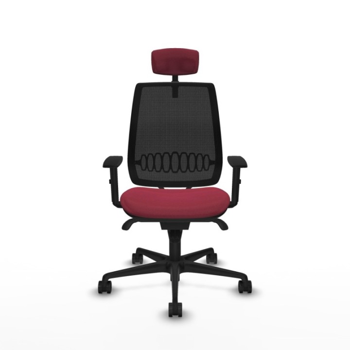 Alares sincro malla negra bali granate brazos 1D base nailon cabecero 2D ruedas 65 mm nailon