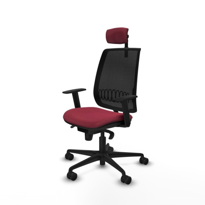 Alares sincro malla negra bali granate brazos 1D base nailon cabecero 2D ruedas 65 mm nailon