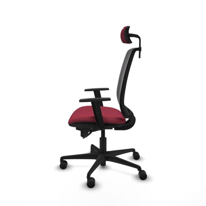 Alares sincro malla negra bali granate brazos 1D base nailon cabecero 2D ruedas 65 mm nailon