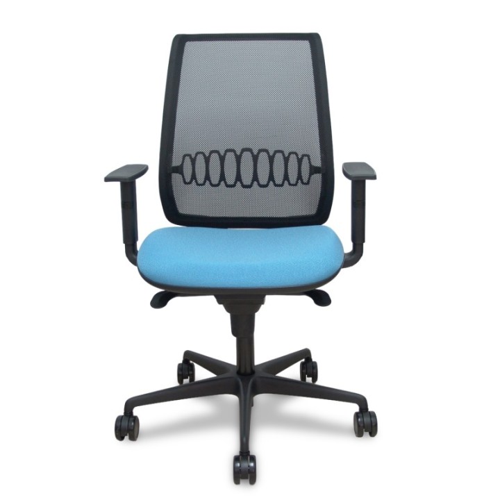 Silla Alares sincro malla negra bali azul cielo brazo regulable