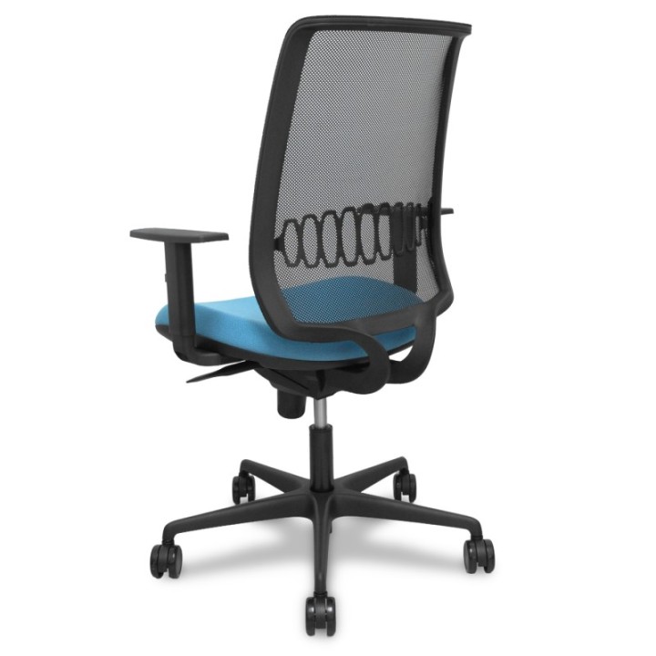 Silla Alares sincro malla negra bali azul cielo brazo regulable