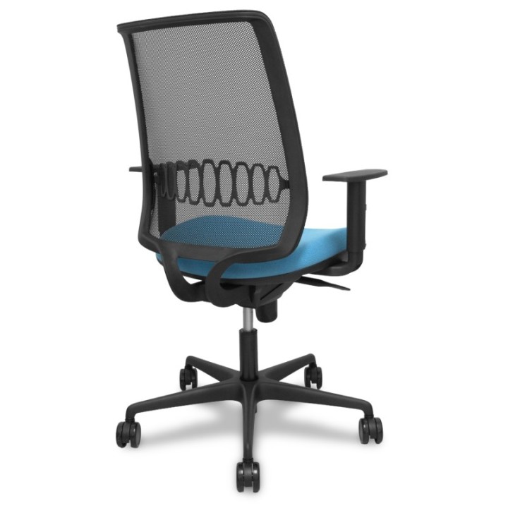 Silla Alares sincro malla negra bali azul cielo brazo regulable