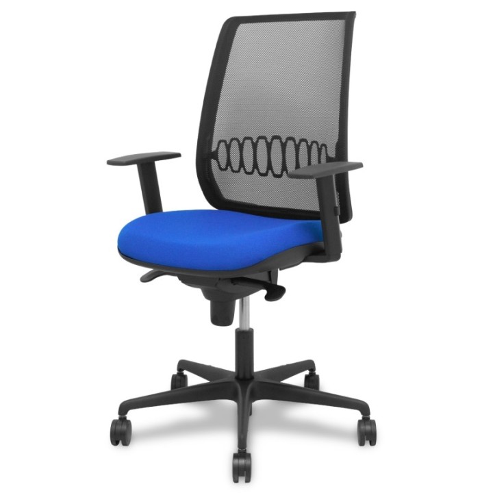 Silla Alares sincro malla negra bali azul brazo regulable