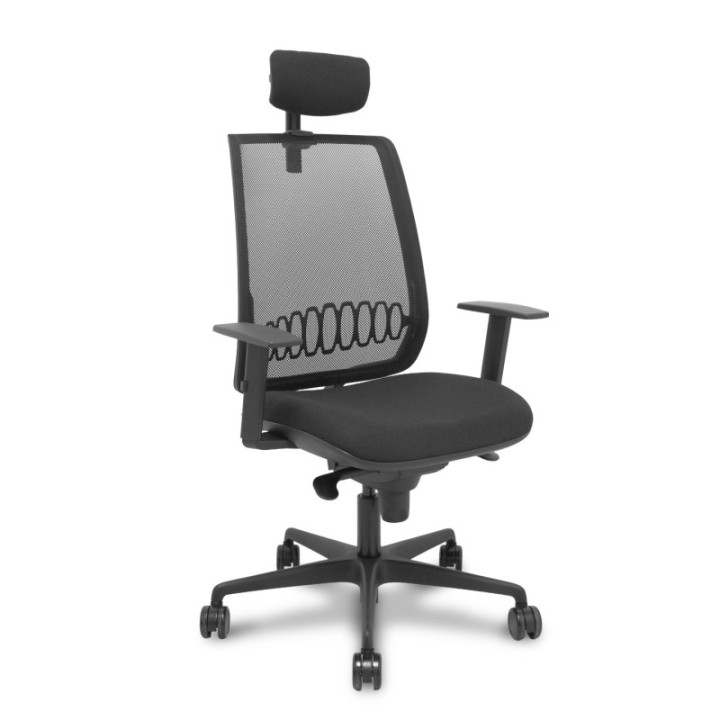 Silla Alares sincro malla negra bali negro brazo regulable cabecero regulable