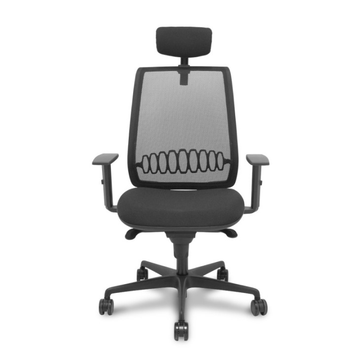 Silla Alares sincro malla negra bali negro brazo regulable cabecero regulable