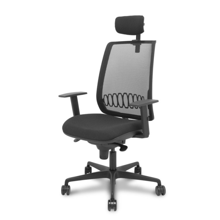 Silla Alares sincro malla negra bali negro brazo regulable cabecero regulable