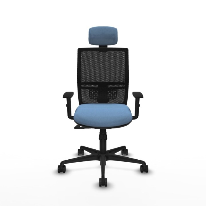 Yunquera sincro malla negra bali azul cielo brazos 1D base nailon cabecero 1D ruedas 65mm nailon