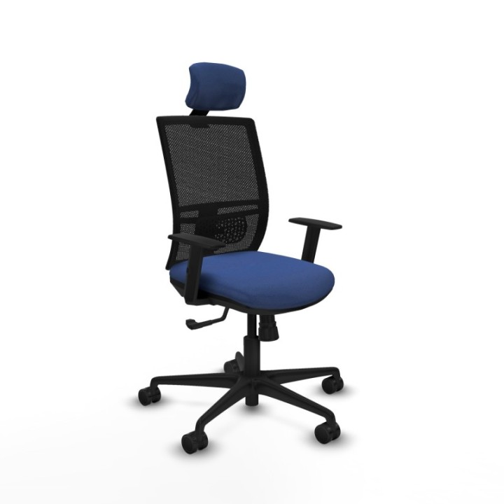 Yunquera sincro malla negra bali azul marino brazos 1D base nailon cabecero 1D ruedas 65mm nailon