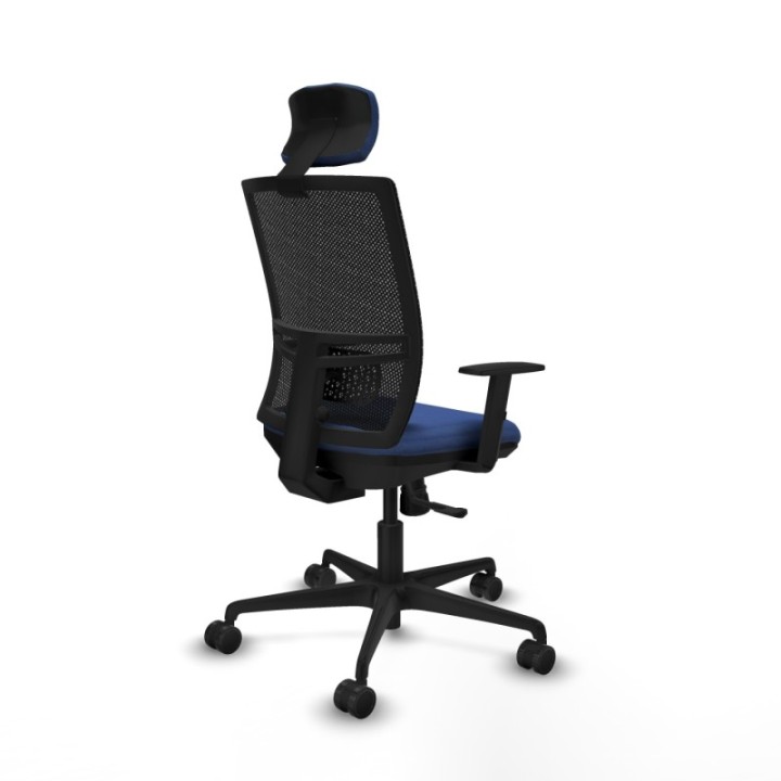 Yunquera sincro malla negra bali azul marino brazos 1D base nailon cabecero 1D ruedas 65mm nailon