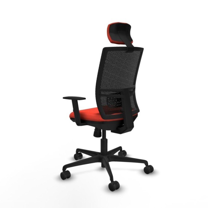 Yunquera sincro malla negra bali naranja oscuro brazos 1D base nailon cabecero 1D ruedas 65mm nailon