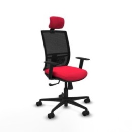 Yunquera sincro malla negra bali rojo brazos 1D base nailon cabecero 1D ruedas 65mm nailon